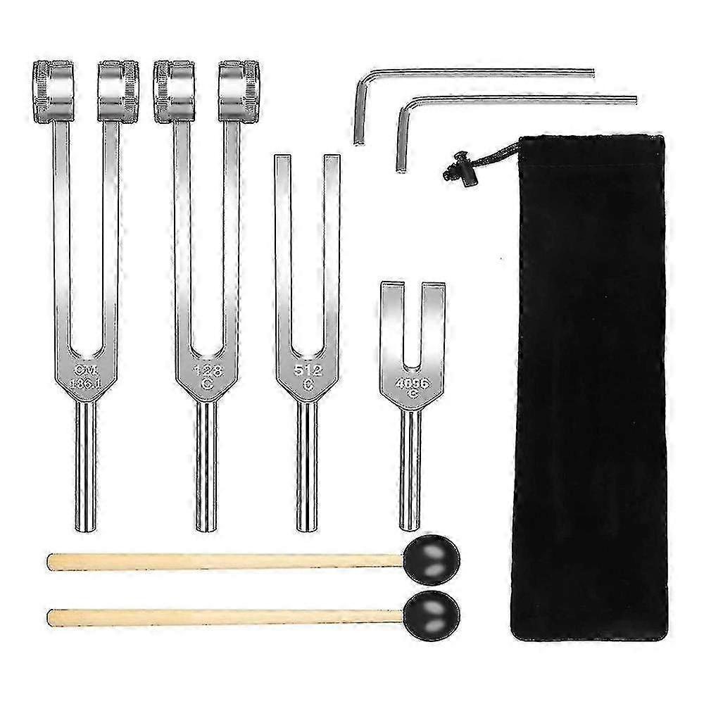 Tuning Fork Set (128hz, 136.1hz, 512hz,4096hz) For Healing Chakra Set