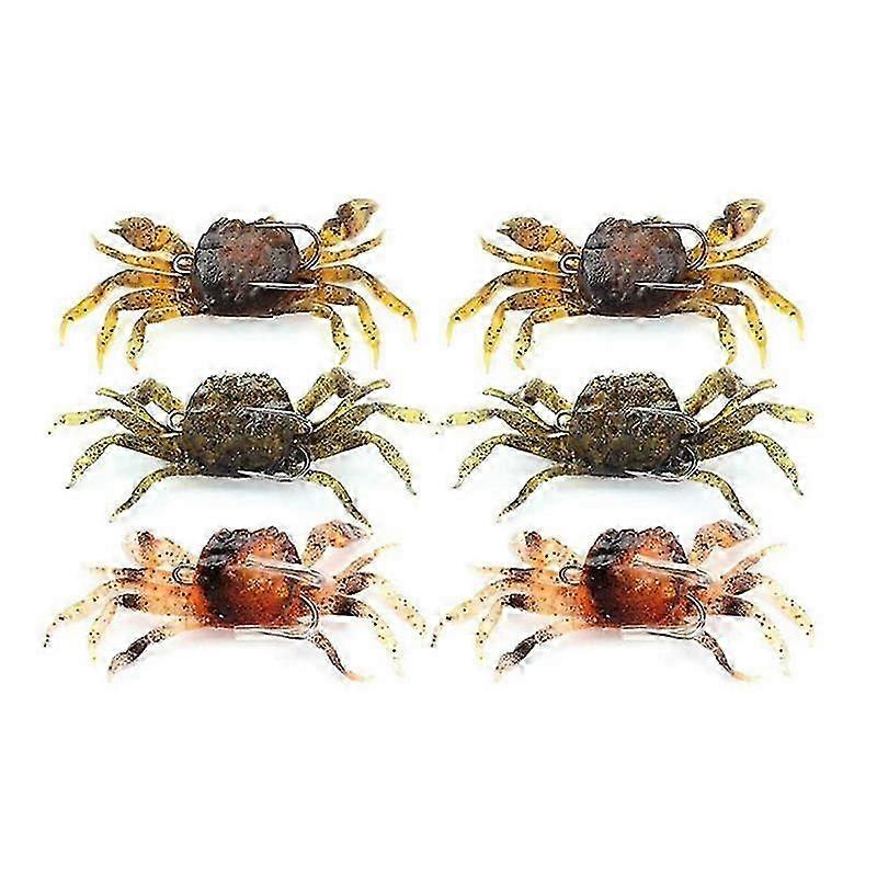 6 Pieces Crab Fishing Lure Kit,simulated Crabs Baits Artificial Fish Lures Tackle With Sharp Hook,3