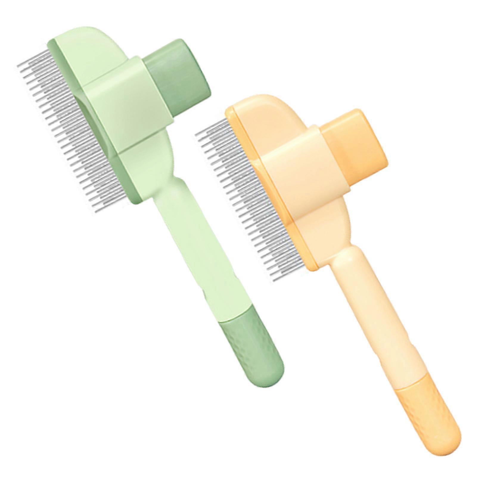 Pet Self-Cleaning Slicker Brush & Detangling Comb for Dogs & Cats, Stainless Steel Teeth for Gentle Grooming Loose Hair & Tangles