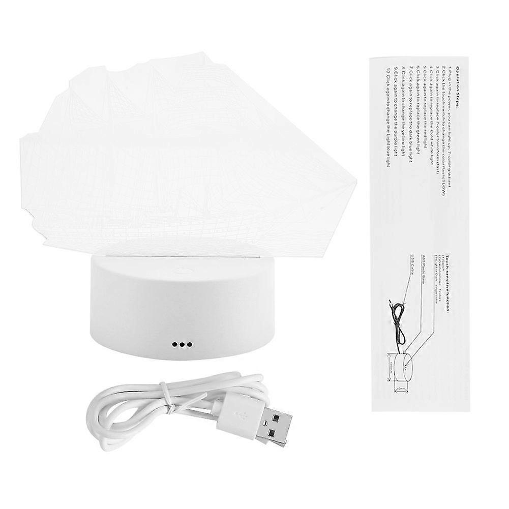 Remote 3D Night Lights Table Desk LED Illusion Lamps (White Base without Remote Control)