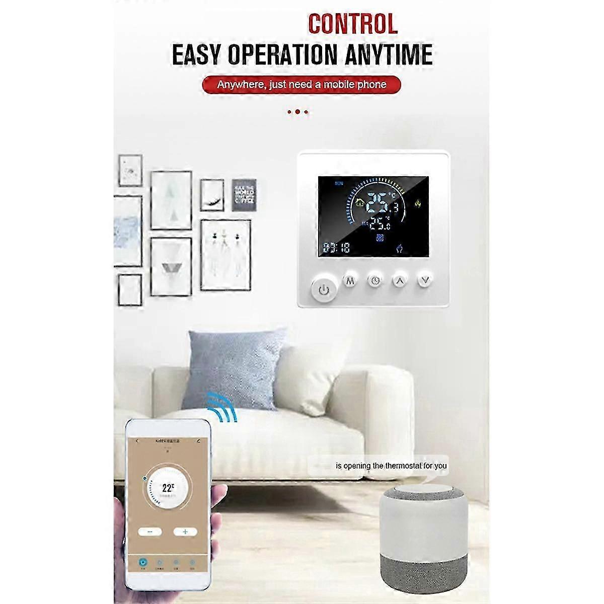 Tuya Thermostat Temperature Controller Water Electric Floor Heating Trv 3a Digital Lcd Display Wall