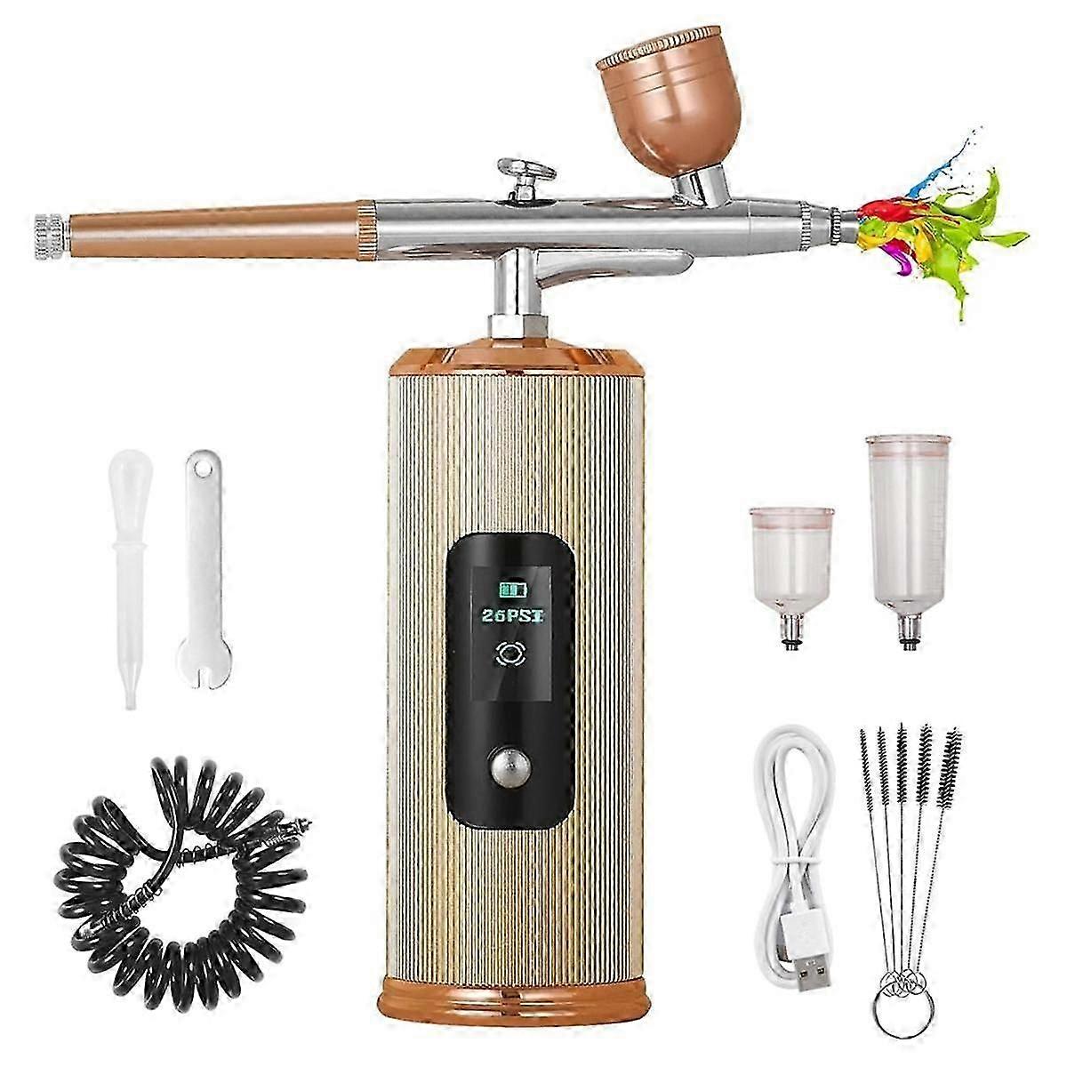 Airbrush Kit with Compressor 36PSI LCD Screen Dual-Action Mode Cordless Airbrush suitable for Nails, Makeup