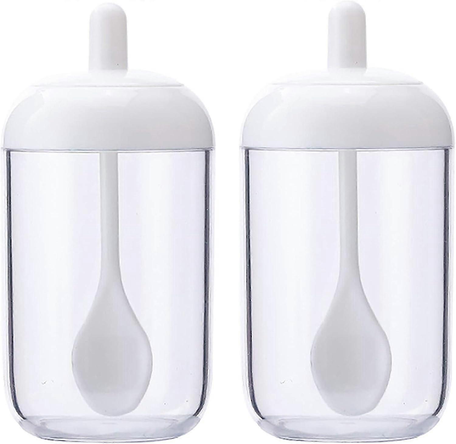 Pack Of 2 Spice Jars, White Transparent Spice Rack, Spice Box With Lid Spoon, Plastic Spice Jars, Spice Shaker Storage Spices/herbs For The Kitchen, D