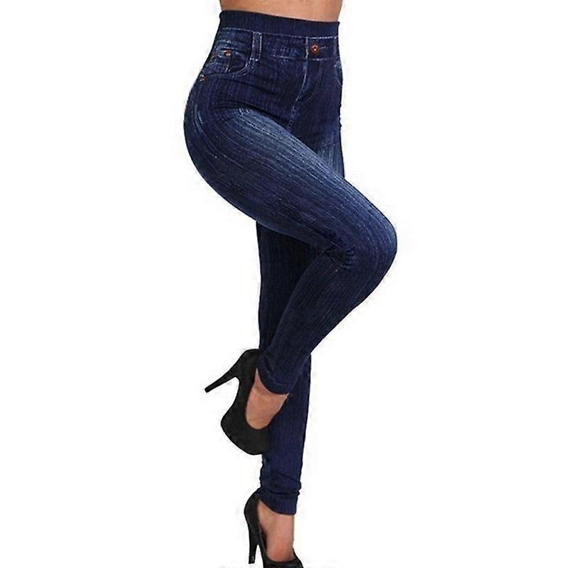Plus Size Pencil Pants with Imitation Jeans Look