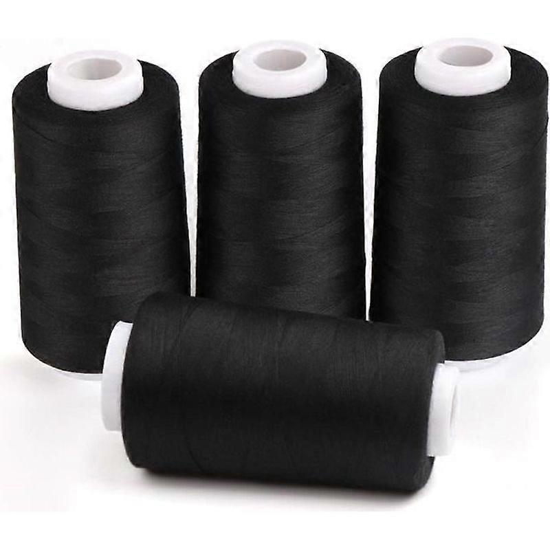 Sewing Thread 4pcs 11000m Sewing Thread Spools Overlocker Thread for Hand or Machine Sewing Polyester-Black 3000 Yar
