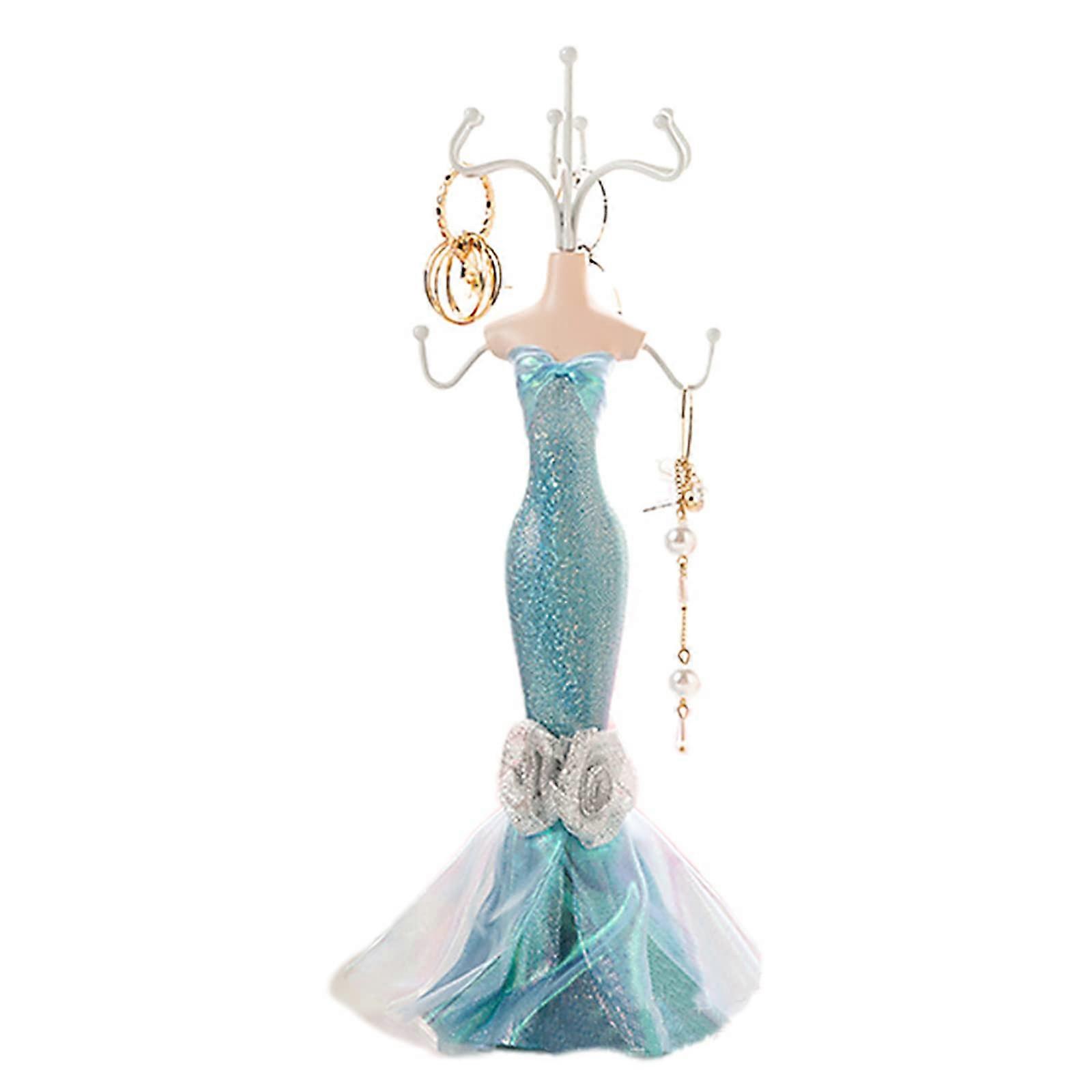 Jewelry Stand Holder for Display and Decoration, Wooden Organizer with 5 Hooks, Adjustable Height, Vintage Style
