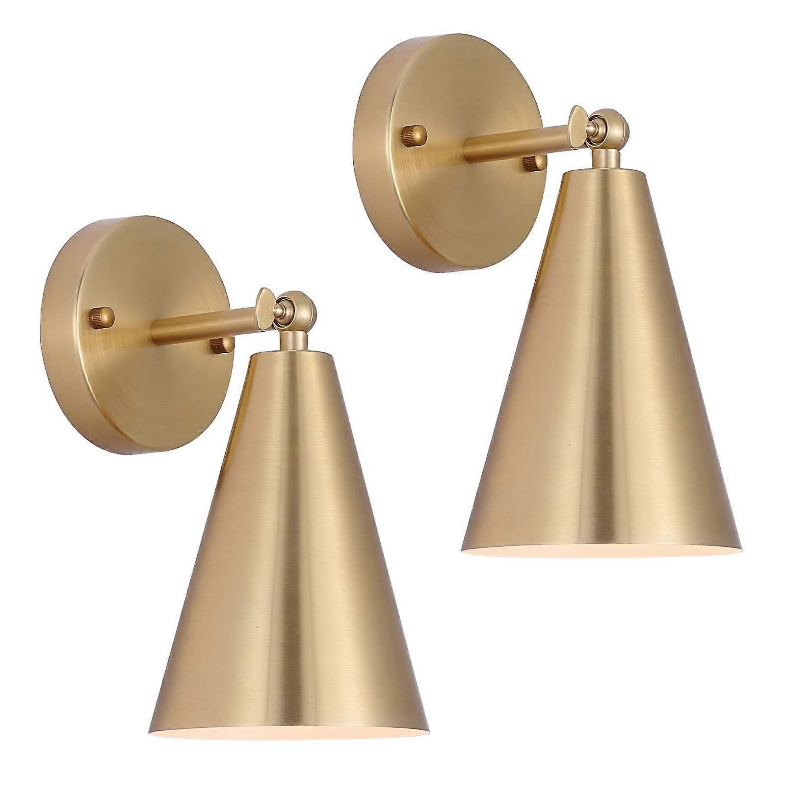 Modern Brass Wall Sconces Set of 2 Best for Bedroom Bedside Lighting Fixtures Adjustable Design with Warm White Light
