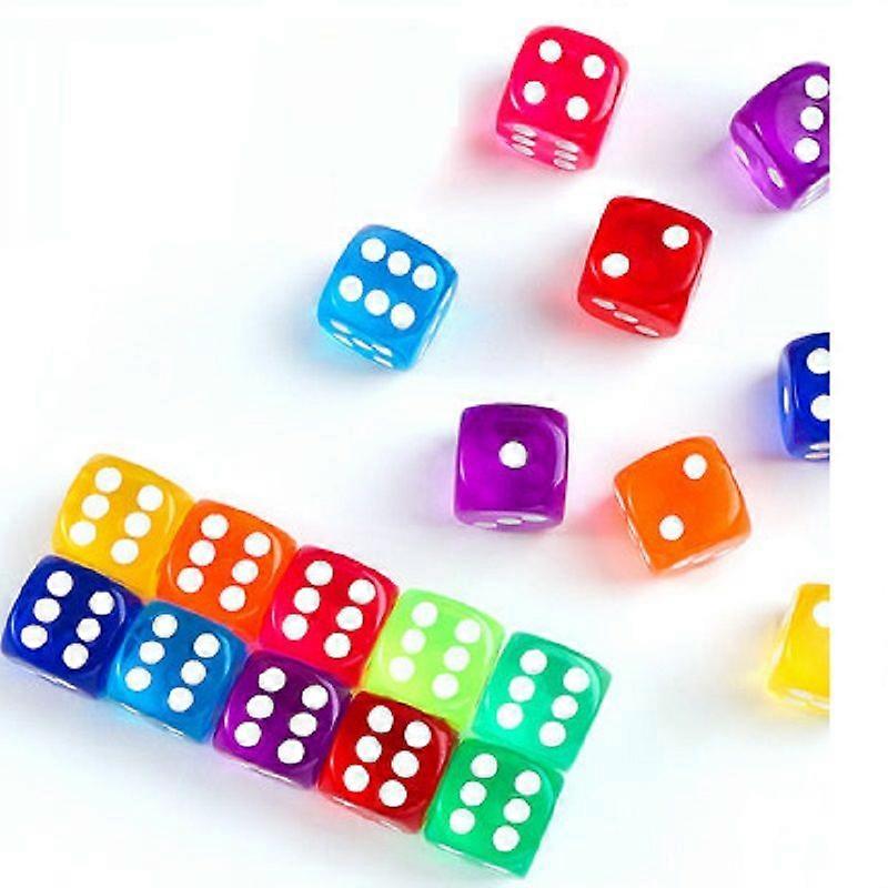 14MM Dice Toy Number Game Transparent Dot Bar Round Corner Crystal Sieve Plastic Party Magic Props 12pcs