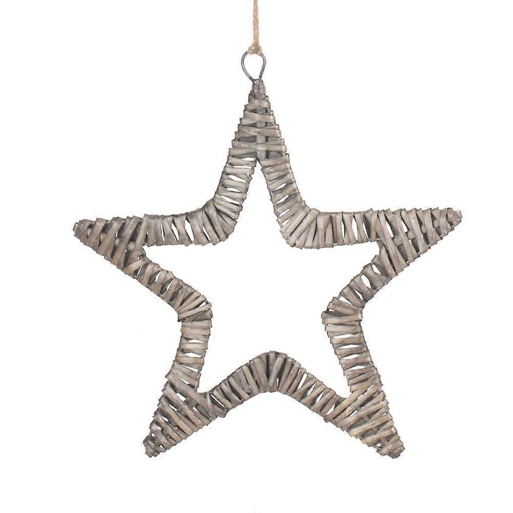 Flat Antique Wash Wicker Star