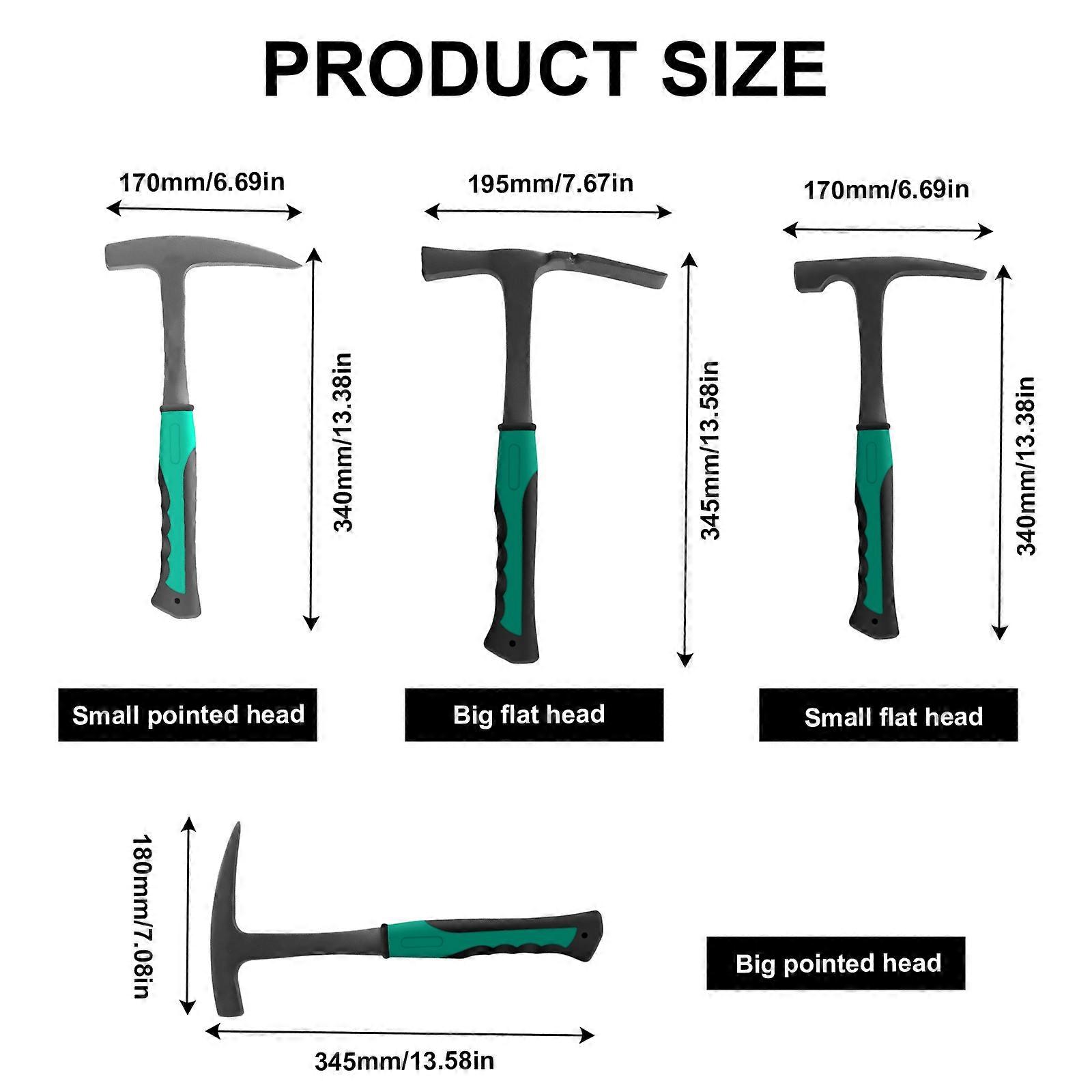 Multipurpose Steel Geologist Hammer With Fiberglass Shafts And Ergonomic Handle Fit for Rock Chipping And DIYer Projects