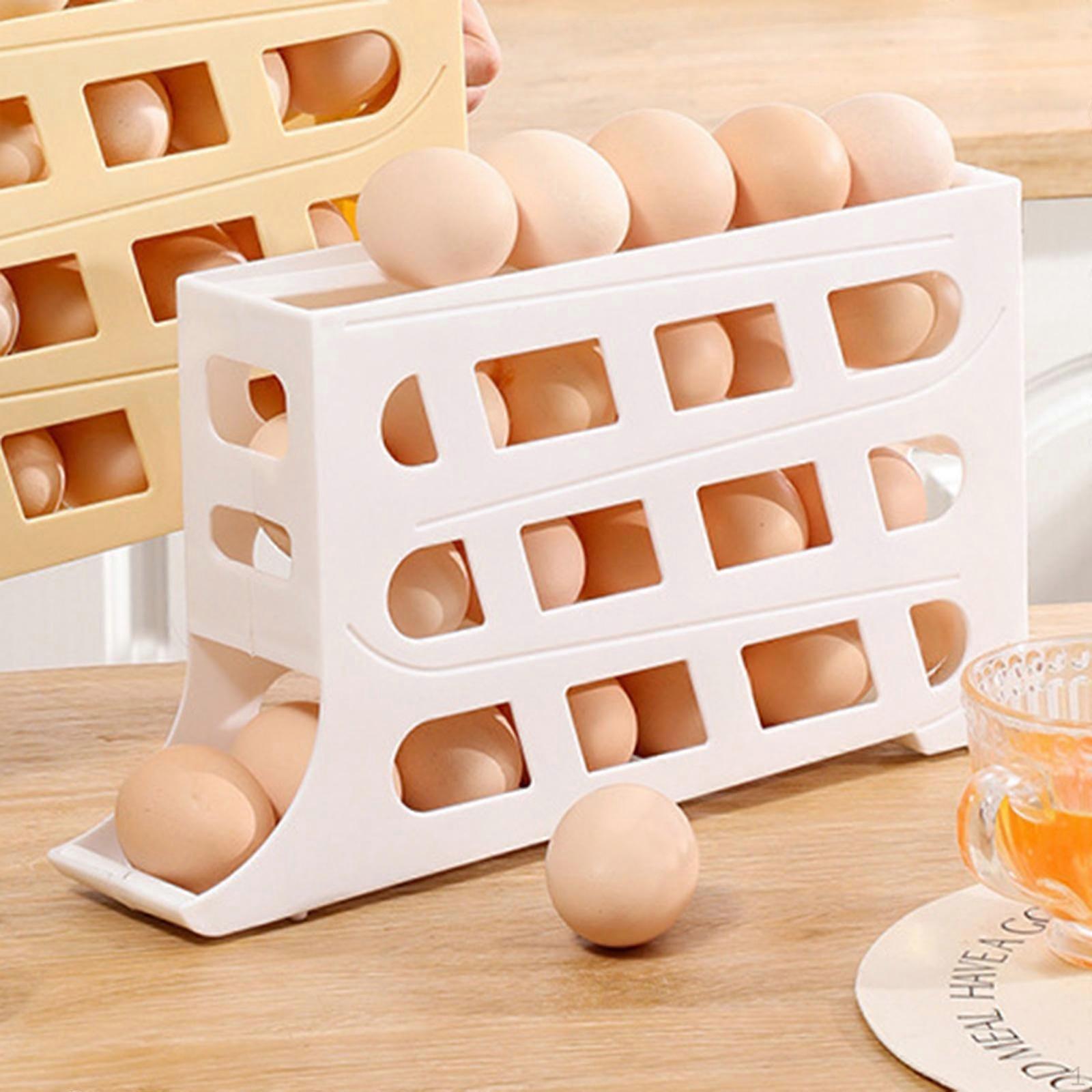 Auto Rolling Down Egg Dispenser Automatically Container Fridge Rack