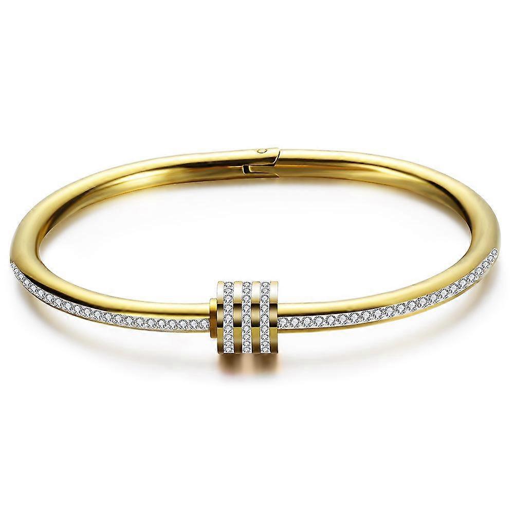 Creative Single Row Clay Inlaid Zircon Spiral Three-Dimensional round Stainless Steel Bracelet Vacuum Electroplating Female