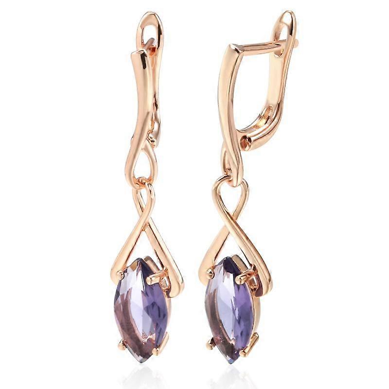 Minimalist Purple Zircon Crossing Pendant Earrings Women Jewelry Wedding Party Accessories