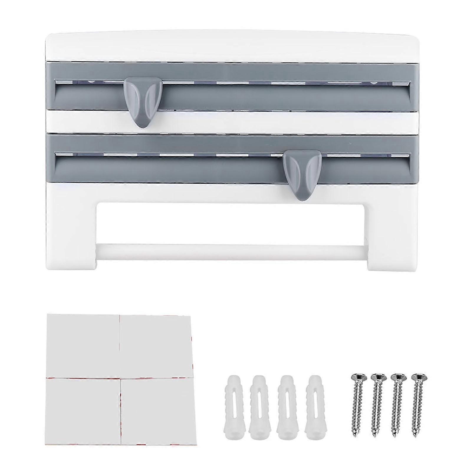 4 In 1 Sauce Bottle Storage Holder For Kitchen Organization, Multifunctional Storage Paper Towels With Easy Access, Wall Mount Rolls Cutting Rack,