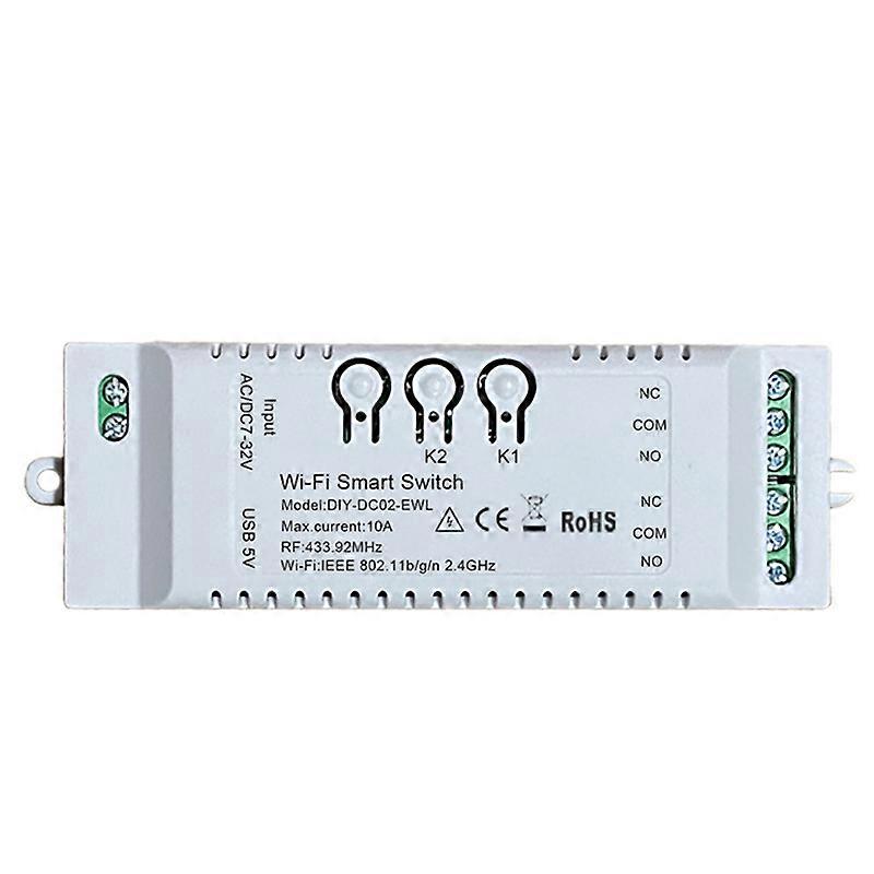 2CH WiFi Smart Switch DIY Timer 7-32V 2.4G WiFi+RF433+BT