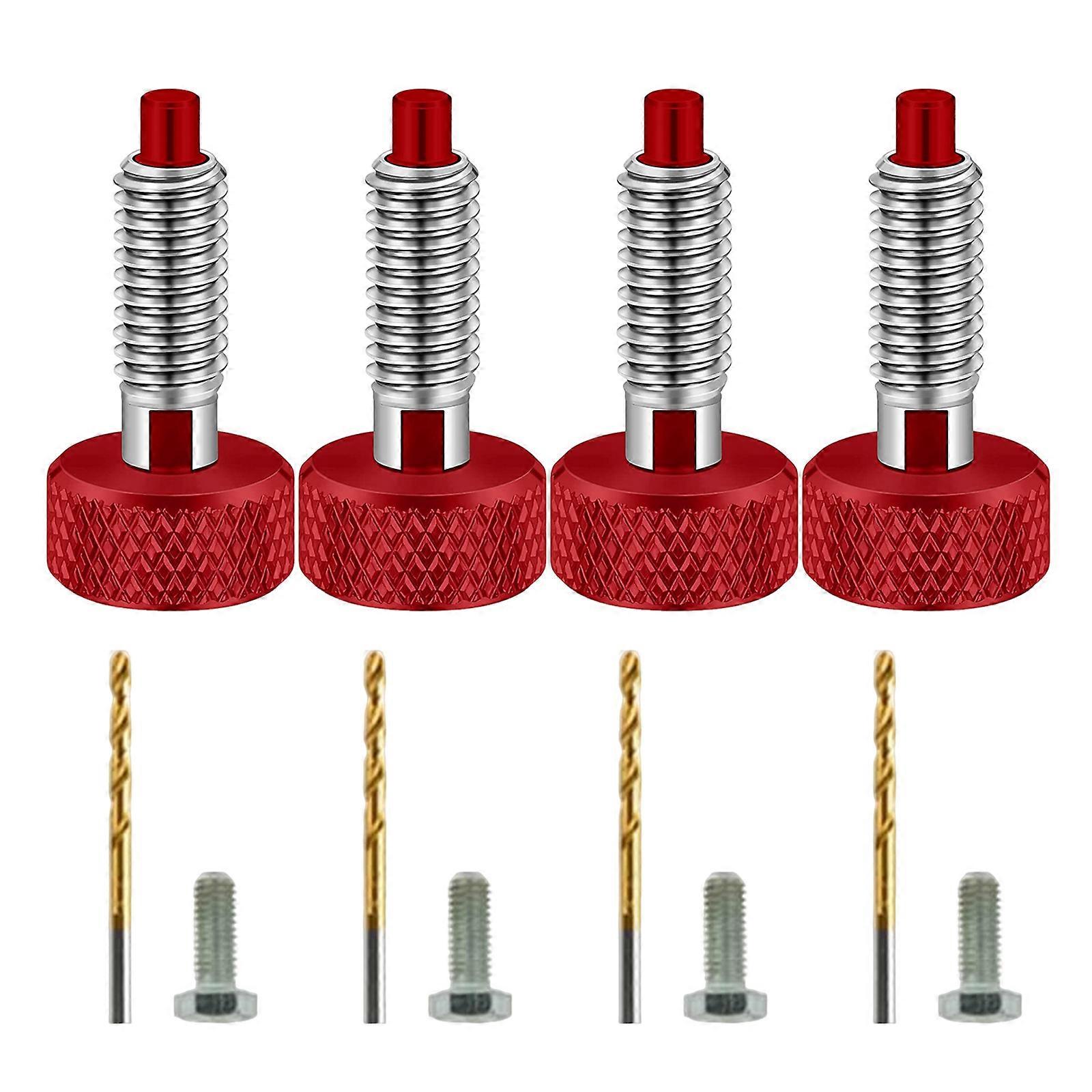 Pack of 4 M6 Knurled Handle Quick Releases Pin Stainless Steel Spring Plunger Locking Screw for Industrial Use Red