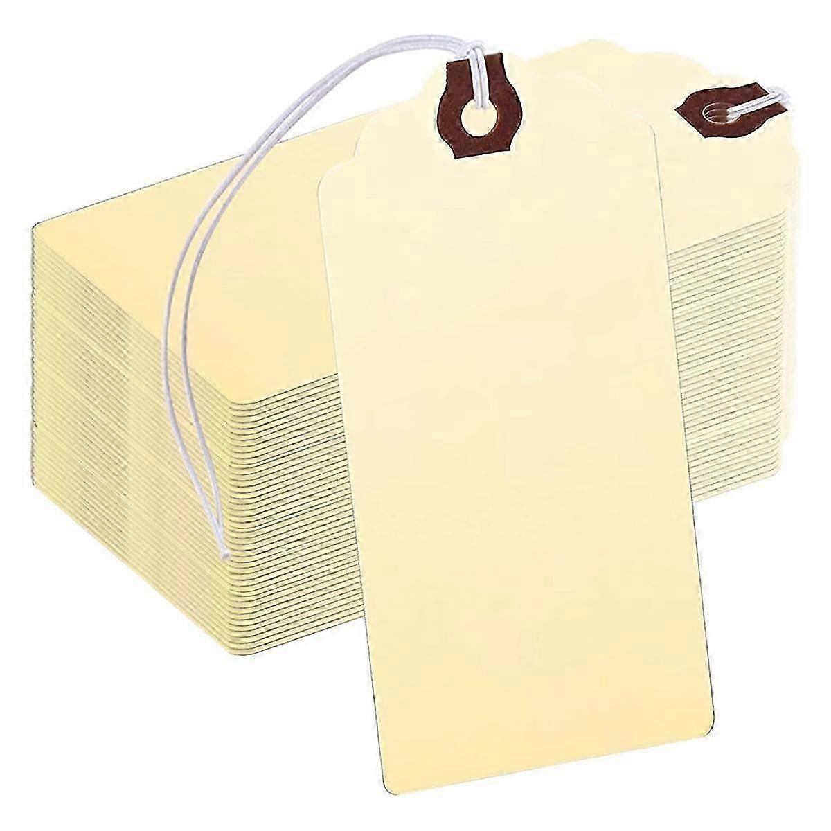 300PCS Hang Tags with String,Shipping Labels with Reinforced Hole and Elastic String,Writeable,Perfect for All Occasions