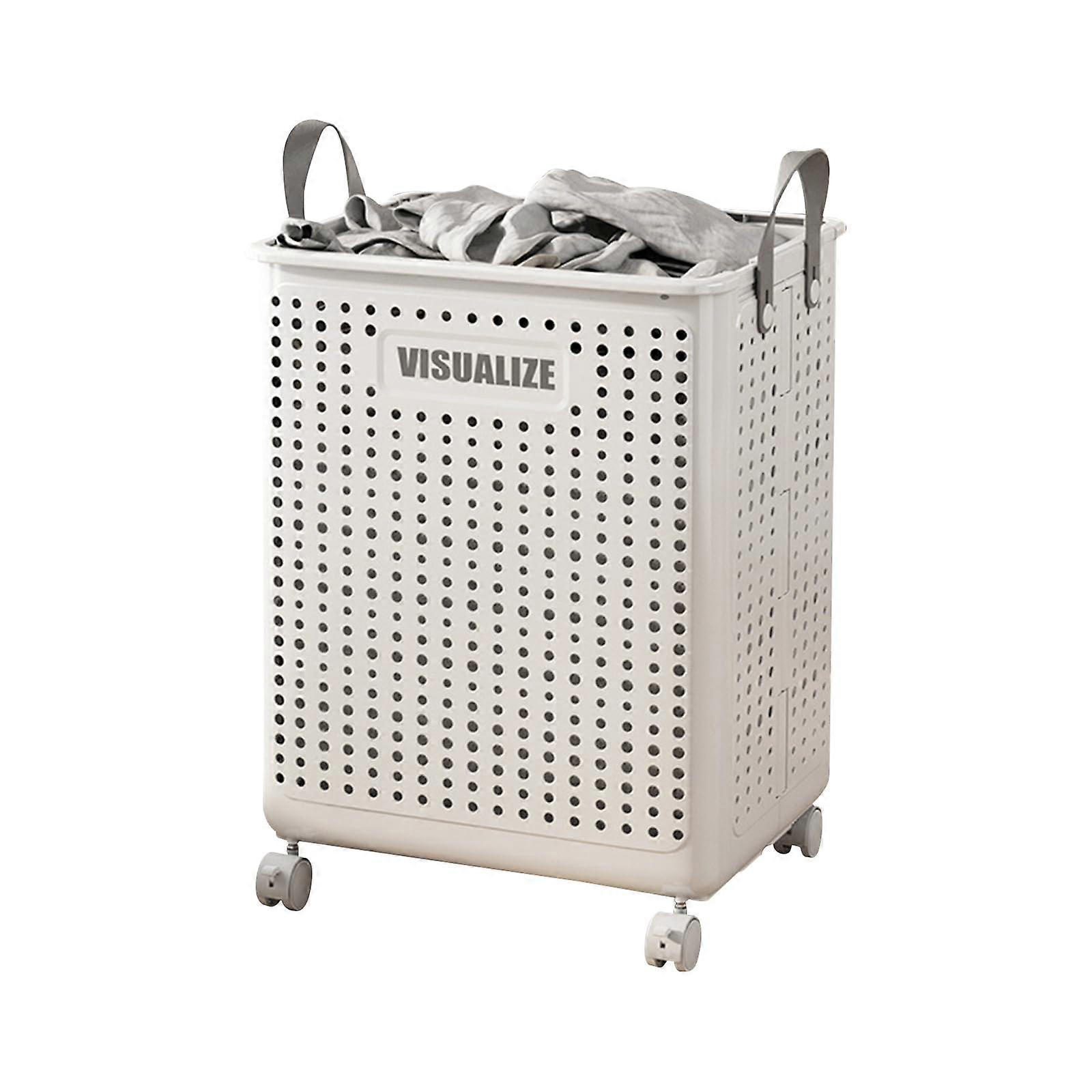 Foldable Storage Basket with Universal Wheels, Breathable Hollow Design for Toys and Clothes, Mobile Organizer for Family and Dormitory