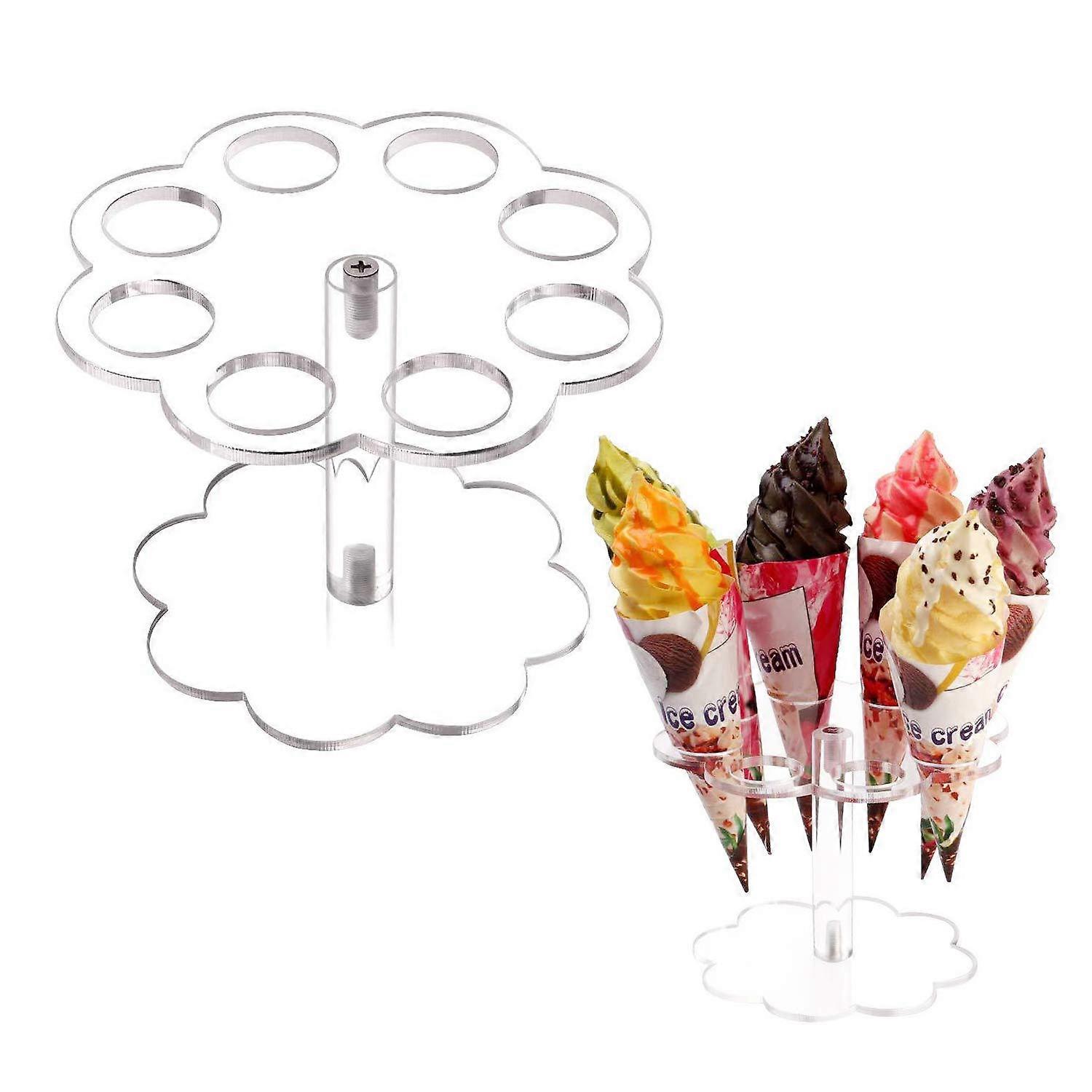 2 Pack Clear Acrylic Mini Ice Cream Cone Display for Weddings 8 Hole