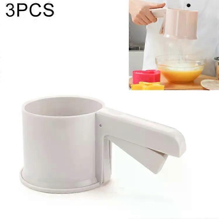 Manual Powder Sieve Set-3 PCS Flour Filter Tool,White PP by