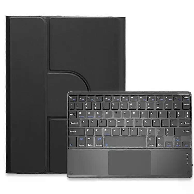 Square Button 360 Degree Rotatable Bluetooth Keyboard Leather Case with Touchpad For iPad 10th Gen 10.9 2022 Black