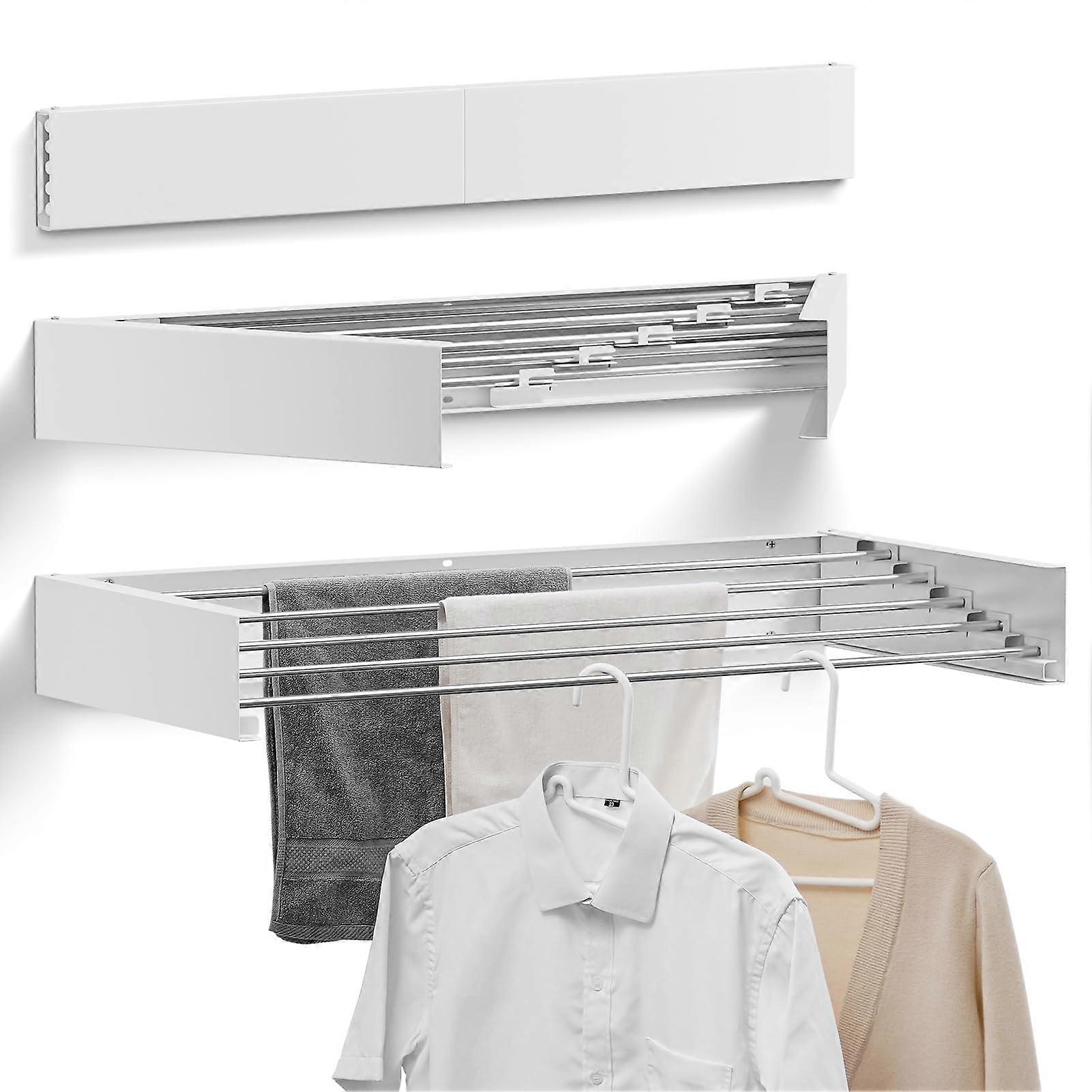 Foldable Wall Mounted Laundry Drying Rack Space Saving Collapsible for Indoor Use