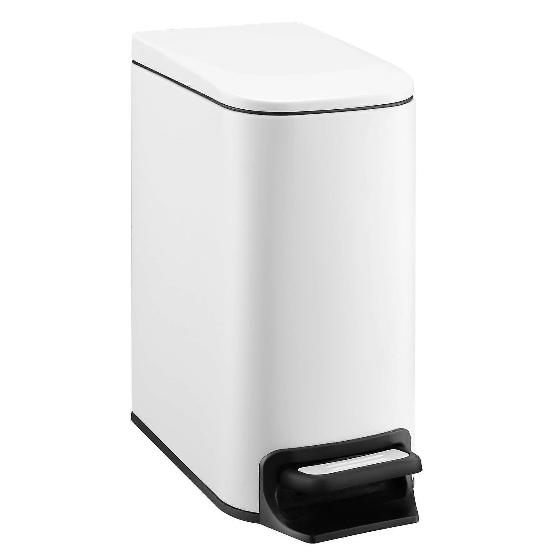 Slim Bathroom Trash Can with Lid Soft Close, 6 Liter / 1.6 Gallon Stainless Steel Garbage Can with Removable Inner Bucket, Step Pedal