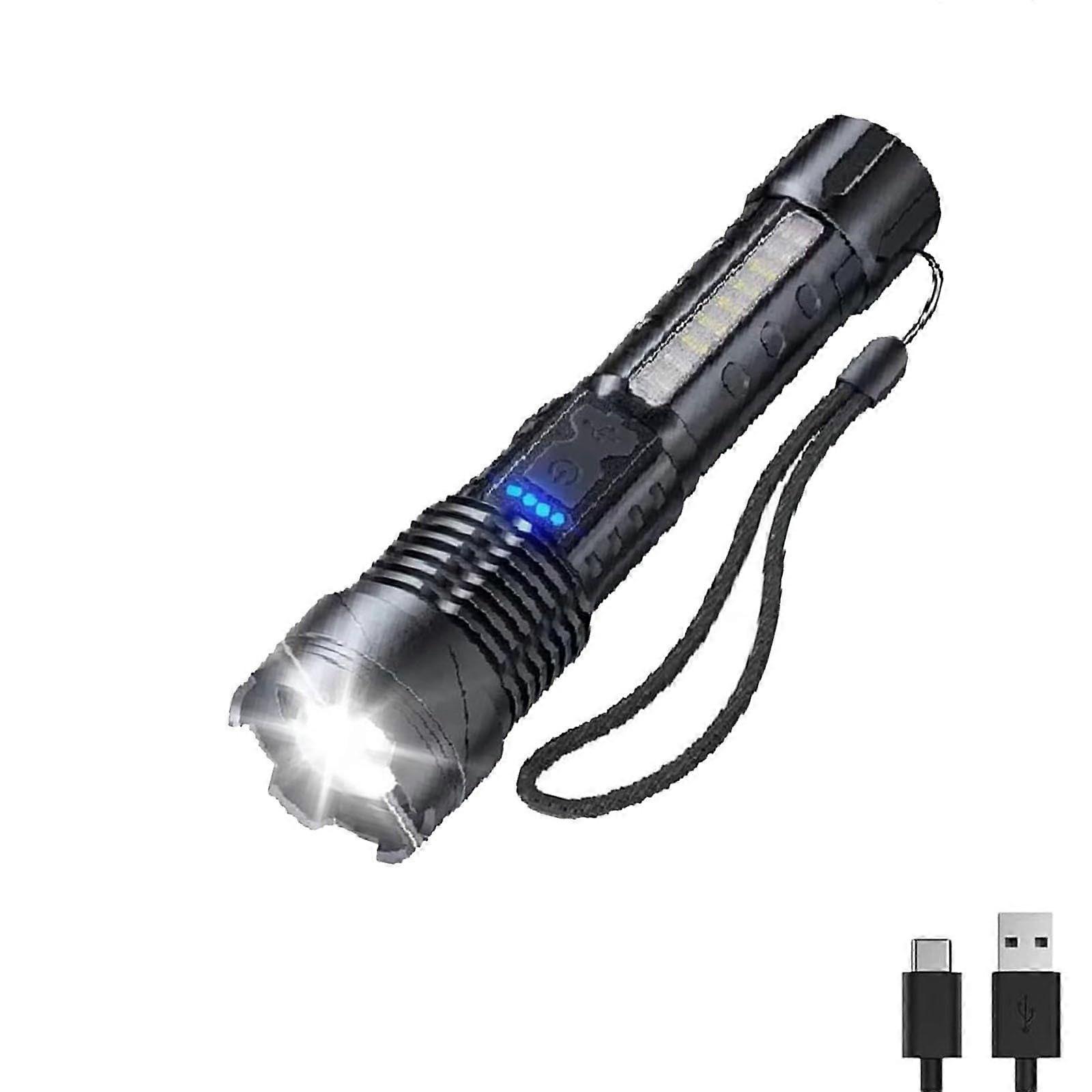 Outdoor Strong Light Flashlight USB Rechargeable 1500 Lumens, Earc Strong Light Flashlight, Errck Strong Flash Light, Flash Lights for Camping, with 8