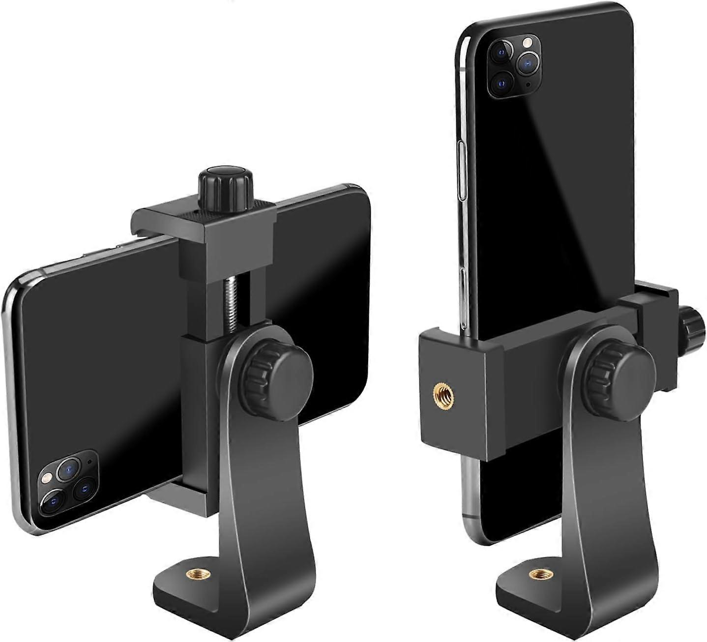 Premium Smartphone Holder-Tripod Mount Adapter, Rotatable/Adjustable, 1/4 Inch Screw, Vertical/Horizontal, for iPhone/Android