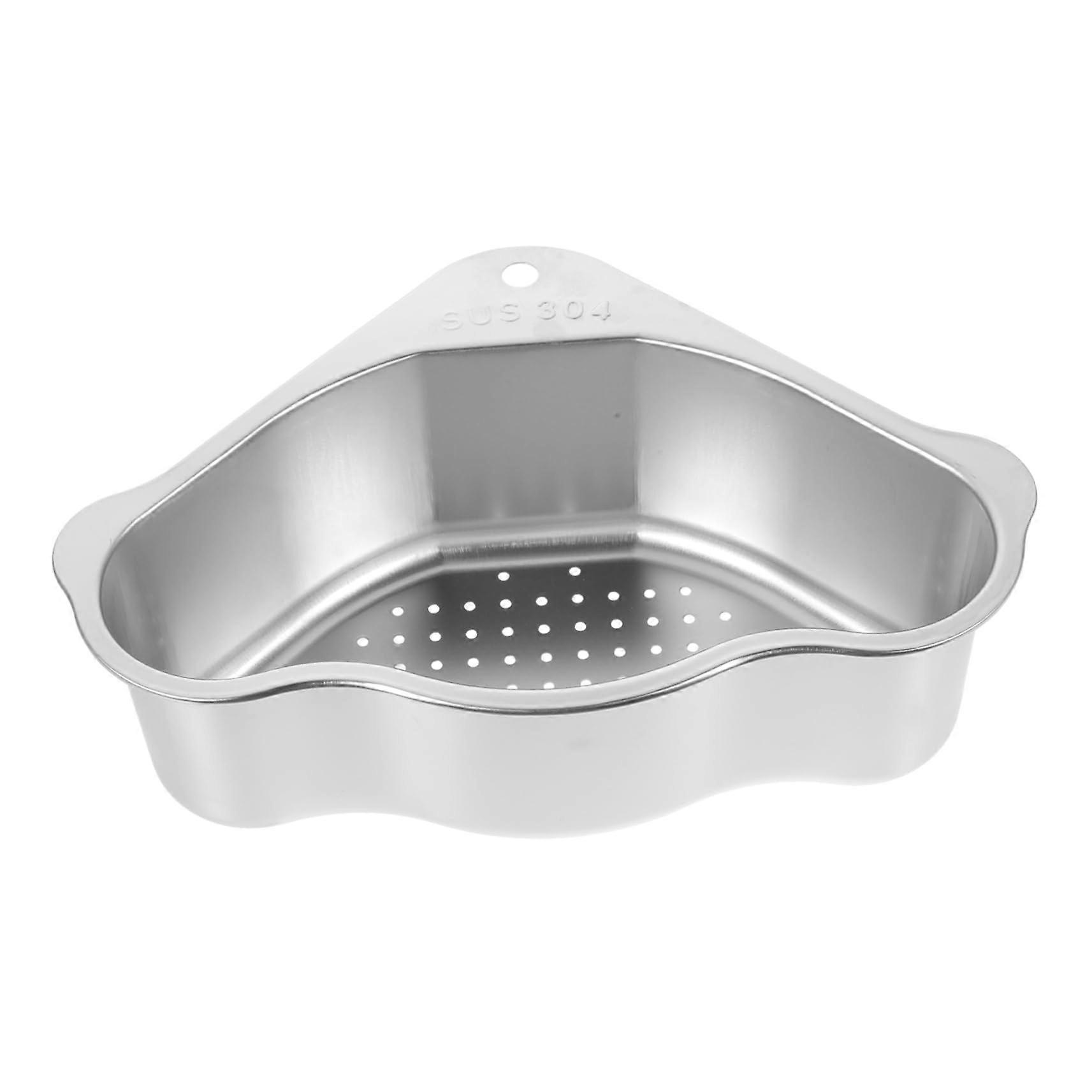 Drain Basket Kitchen Sink Strainer Triangle Shape Space-Saving Design For Daily Use