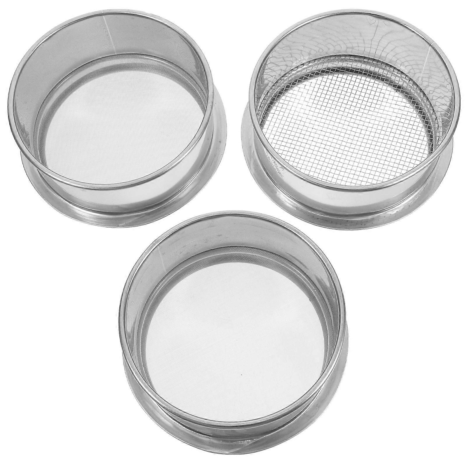 3pcs Stainless Steel Standard Test Sieve For Laboratory And Kitchen Fine Mesh Sifter For Powder Separation Soil Sifting 10 80 200 Mesh