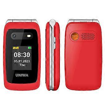 Uniwa V202t 1,77 Zoll 4G Ultra Long Standby Dual-Sim Falttelefon - Rot / Sprachpaket 1