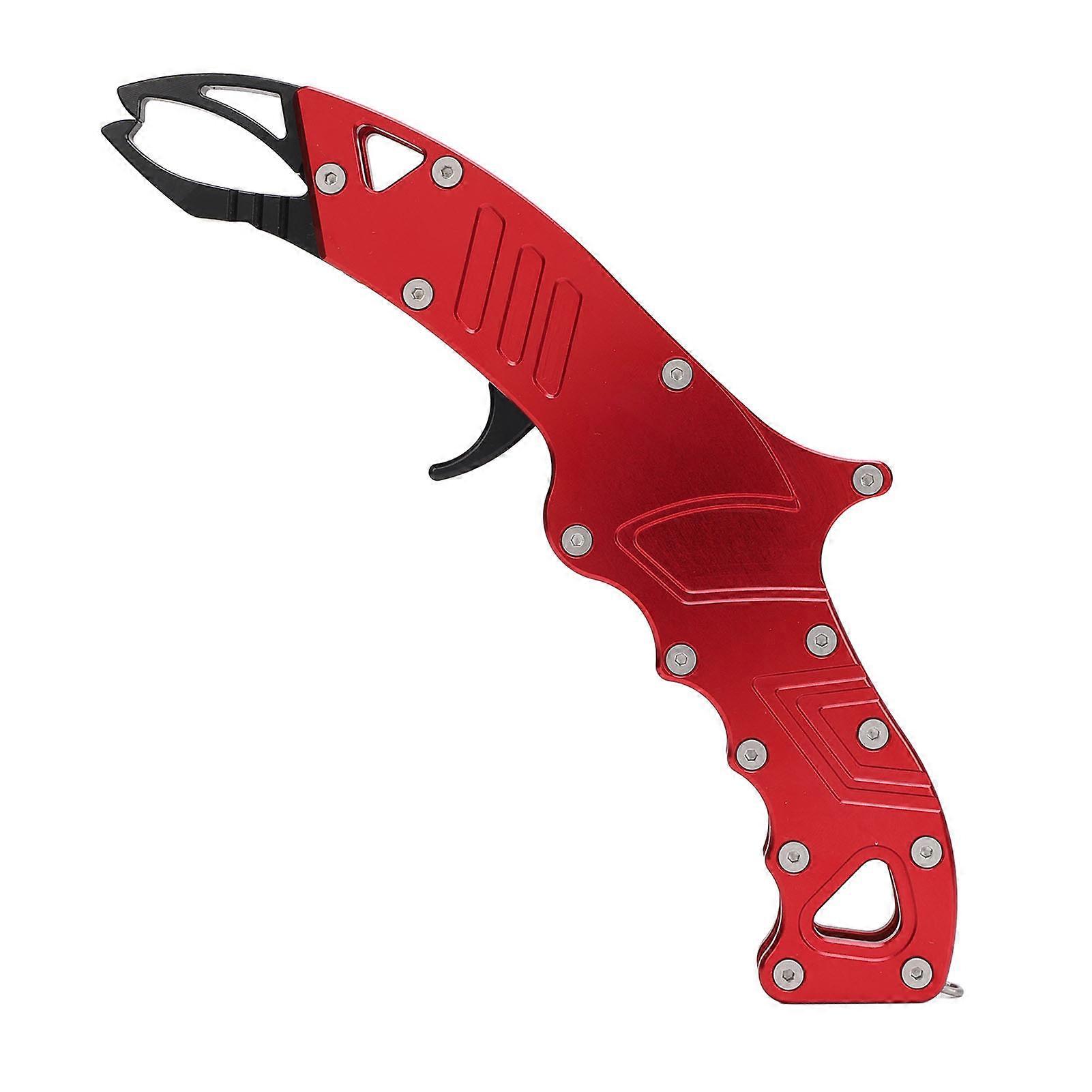 Fish Gripper Alloy Multifunctional Rustproof One Hand Operation Fish Lip Grabber for Outdoor Red