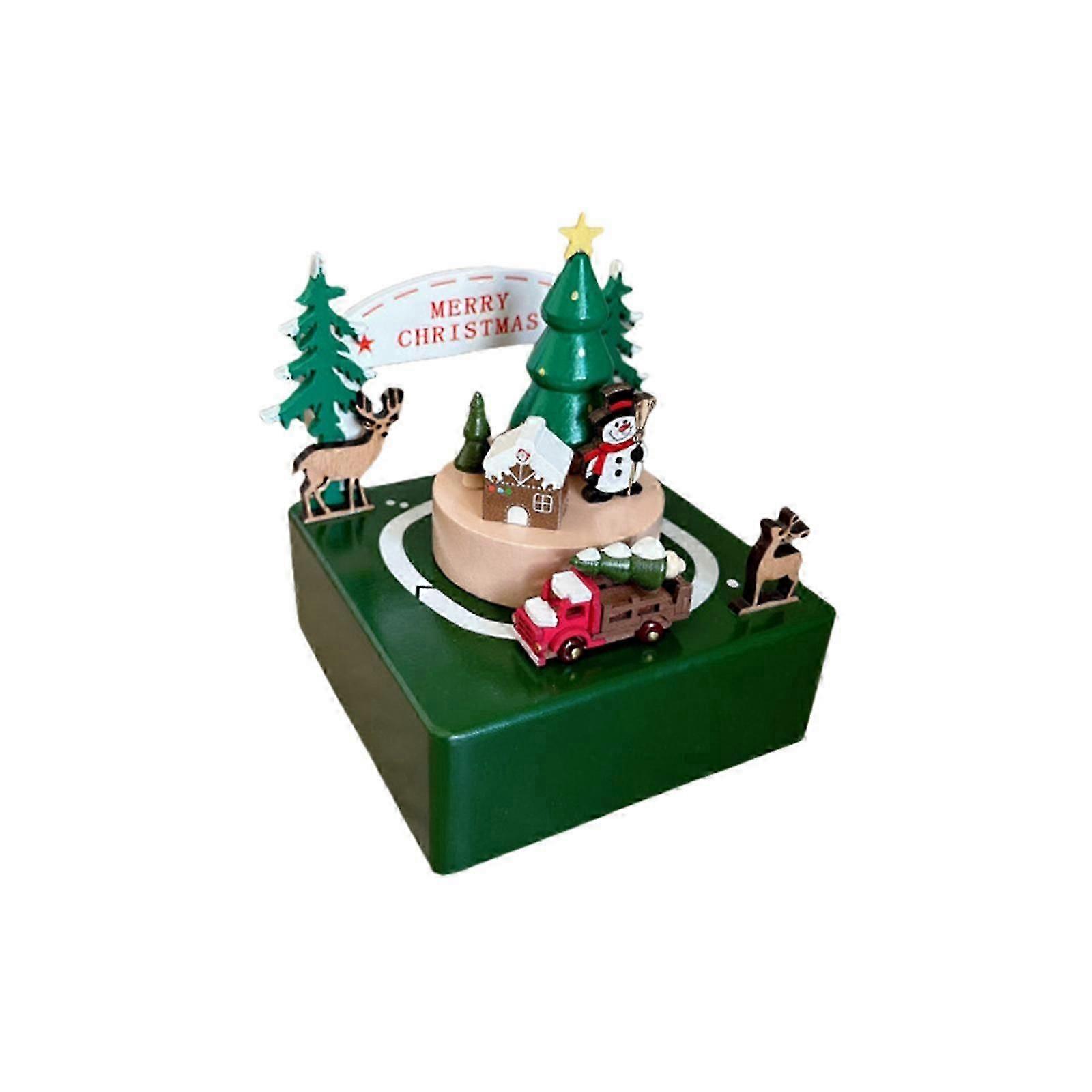 Xmas Music Box Christmas Statue Tabletop Ornament for Indoor Holidays Shelf
