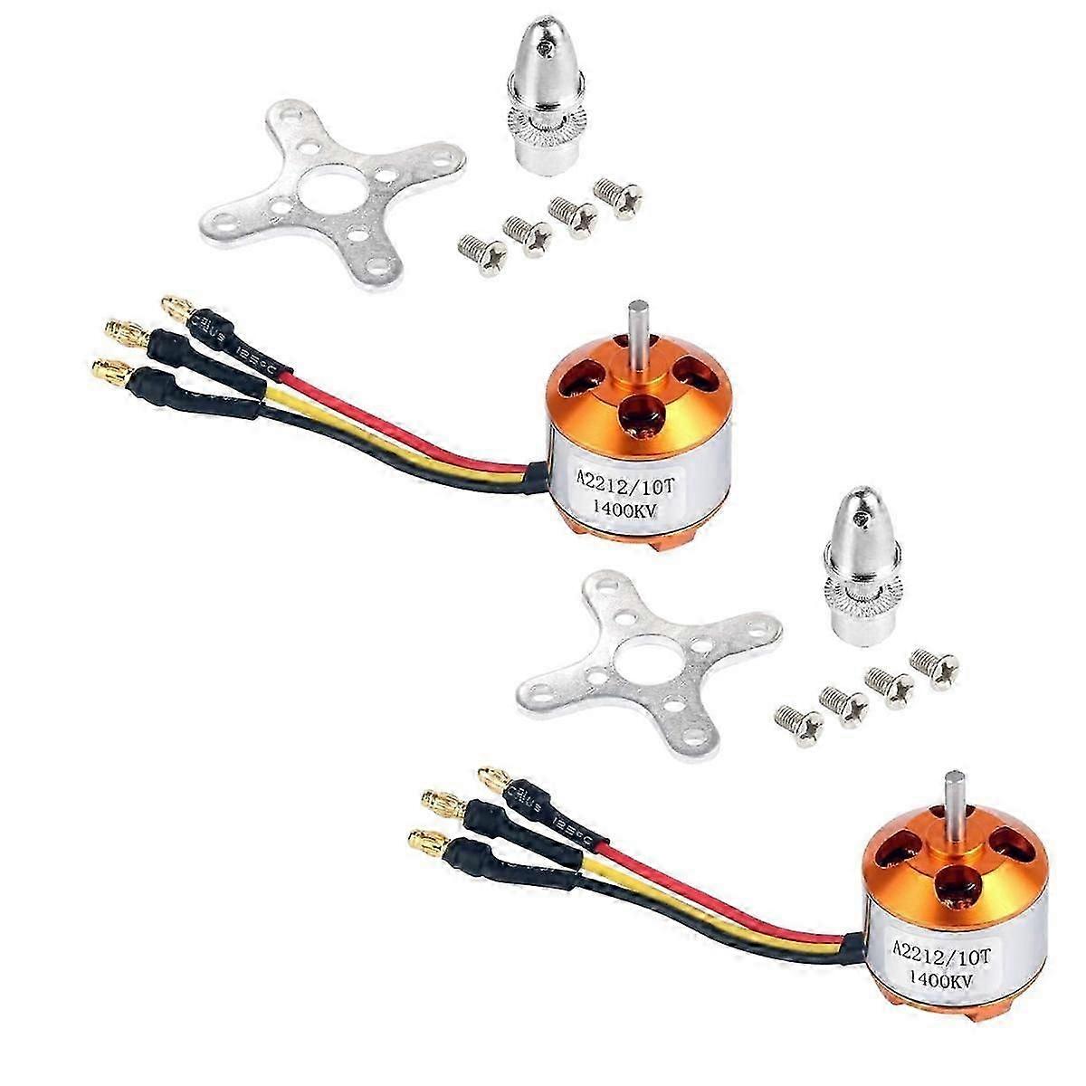 2 Pcs 2212 1400KV Brushless Outrunner Motor with Mount 10T for RC Aircraft/KKmulticopter 4/6 Axle Q