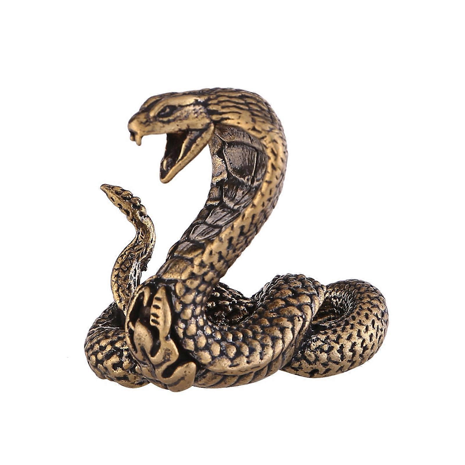 Brass Cobras Figurines Snake Statues Shelf Decors Accent Snake Decorative Objects Tabletop Centerpieces Home Decorations