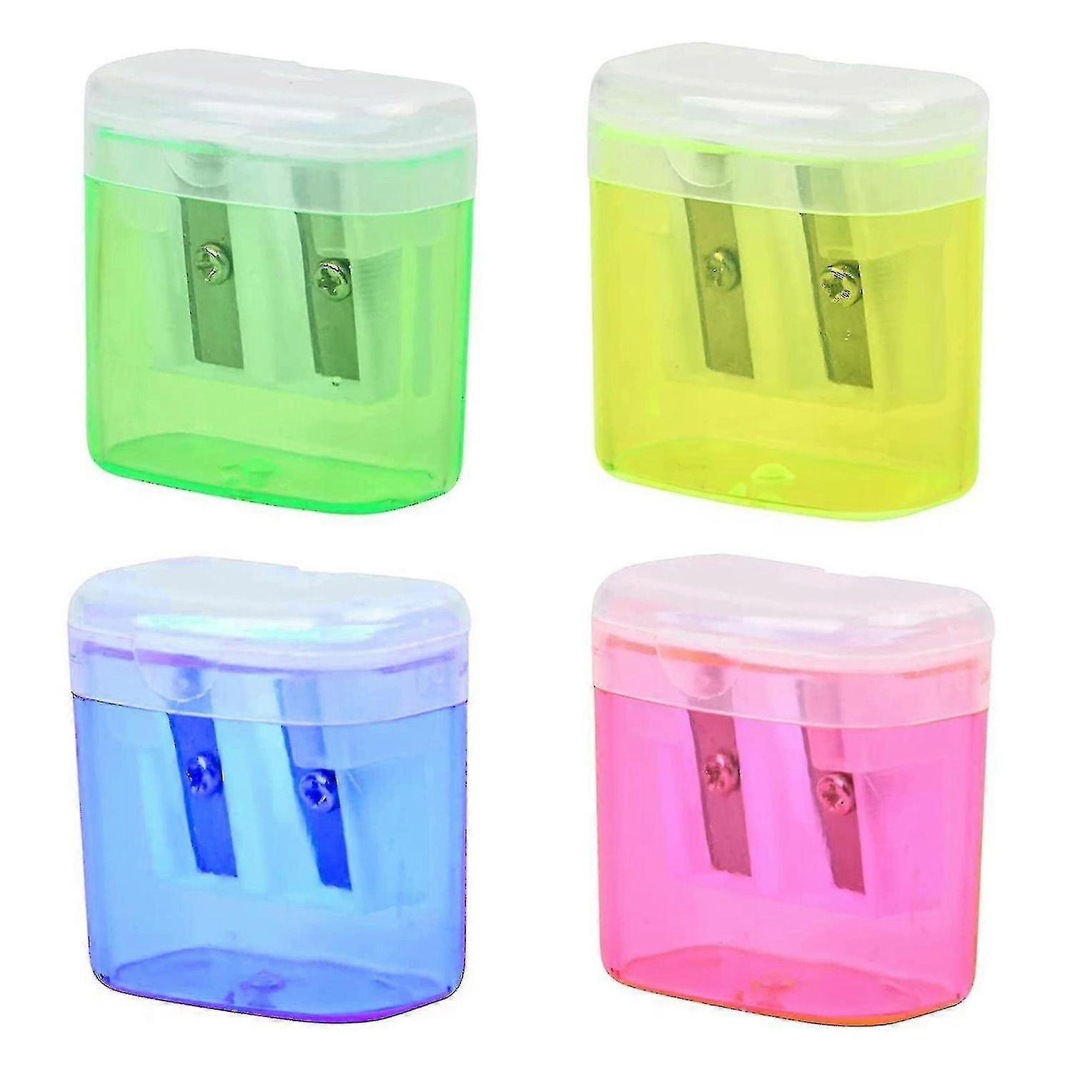 4 Pack Manual Pencil Sharpener Dual Hole Design Sharpener
