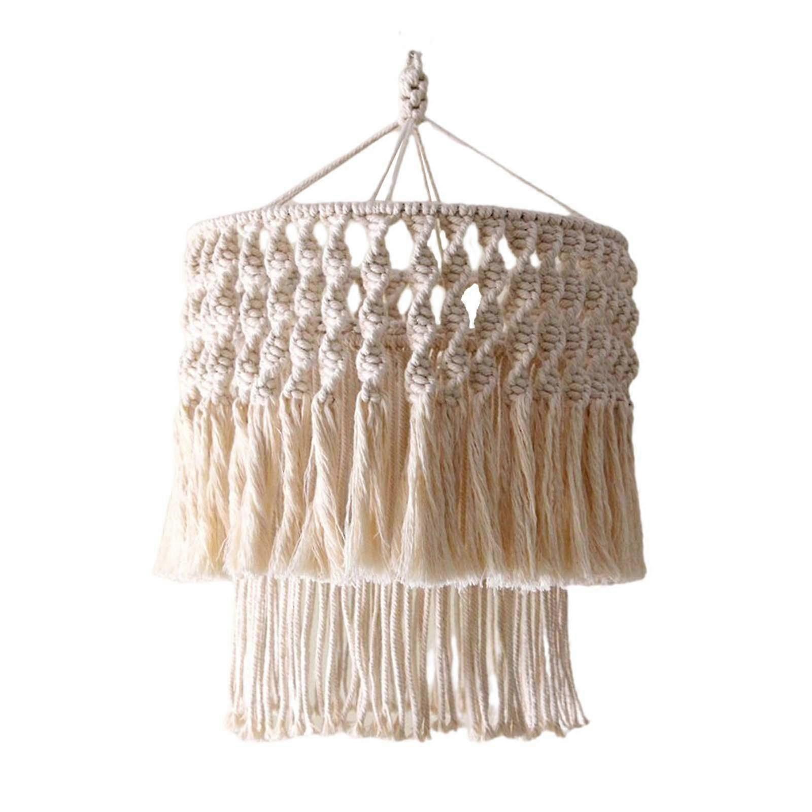 Boho Macrame Lamp Shade, Woven Tassel Chandelier, Ceiling Light Cover, Ceiling