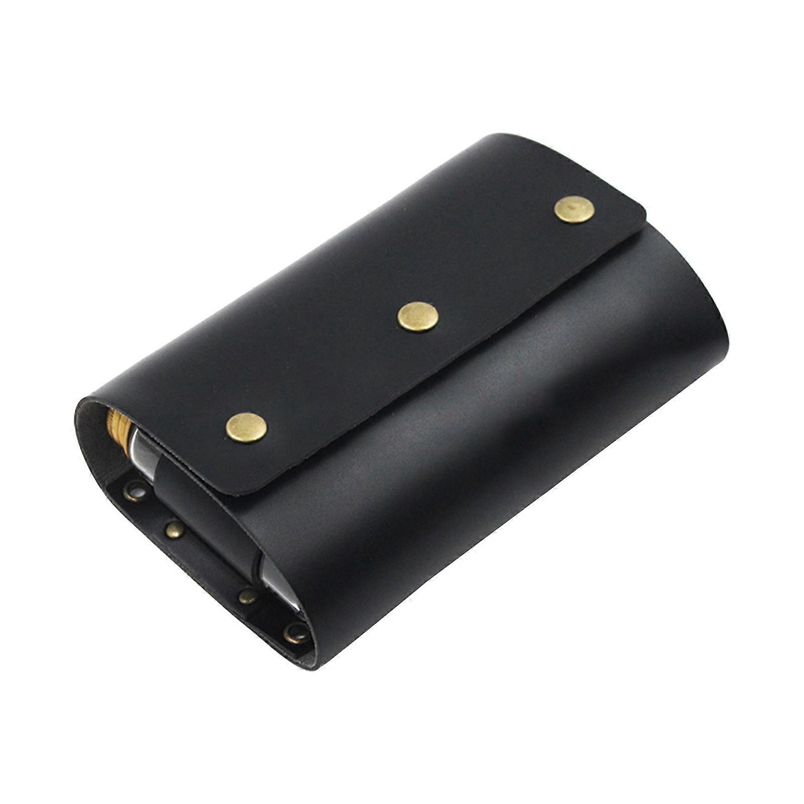 PU Leather Spice Organizer Pouch with 4 Spice Jars Mini Condiment Container Set