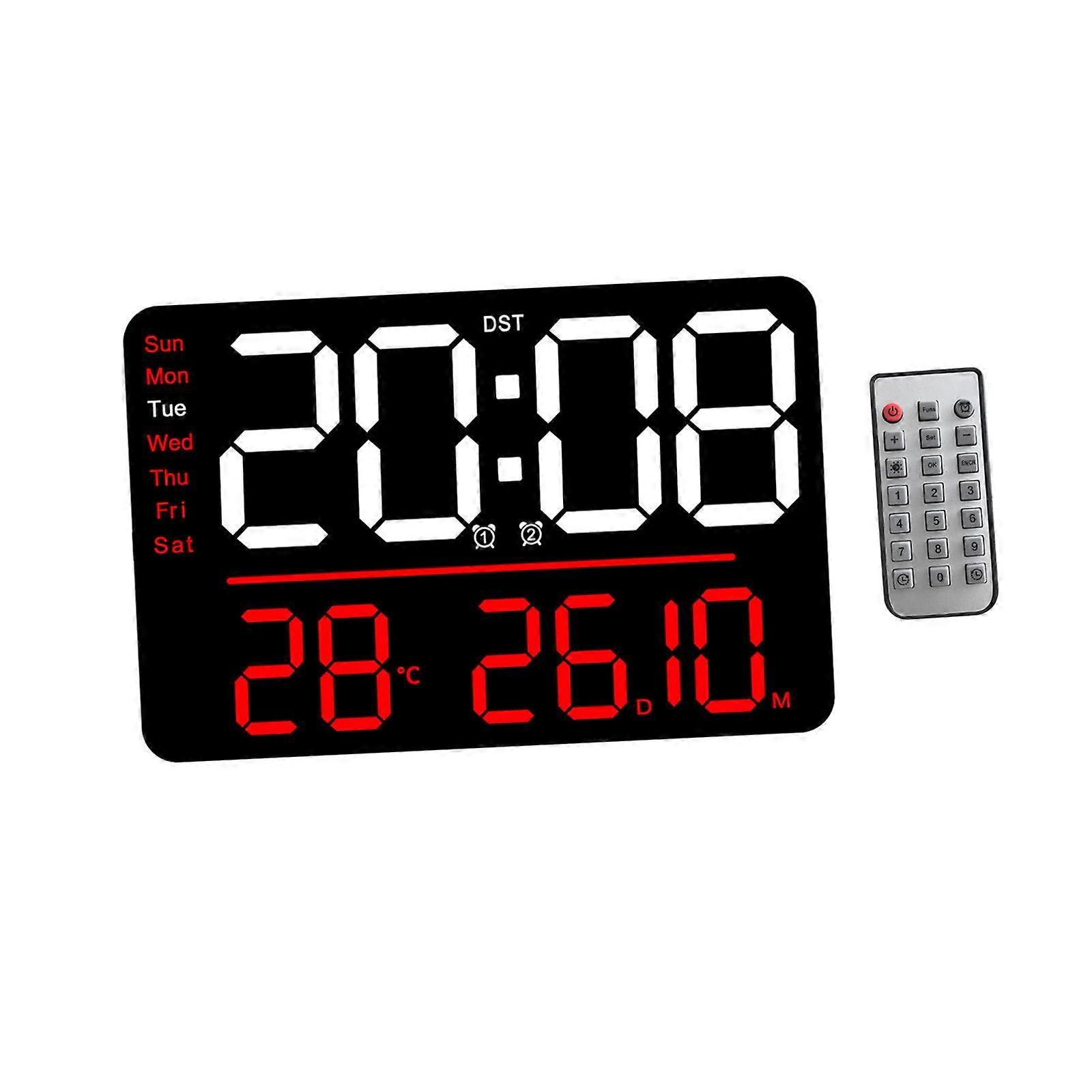 Digital Wall Clock Alarm Clock Timer Brightness Adjustable Big Clock Wall Decor
