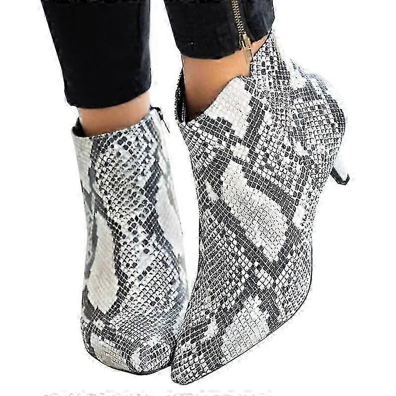 Women's Zip Ankle Booties with Low Kitten Heel & Pointed Toe
