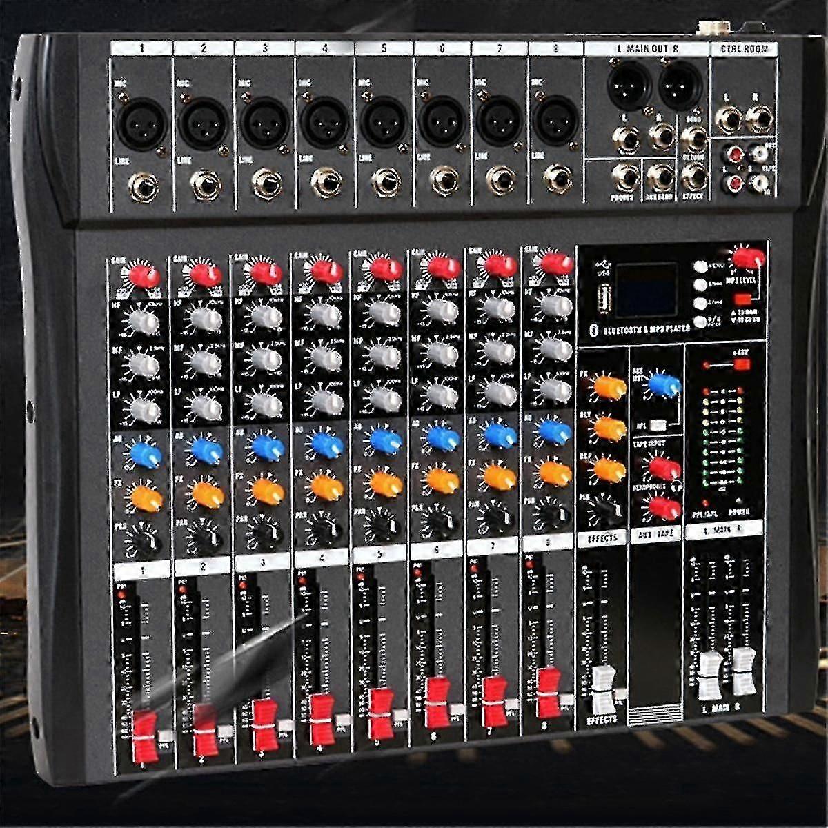 Professional Audio Mixer 8-Channel Bluetooth USB Effect 48V Recording Conference Stage Party Sound M