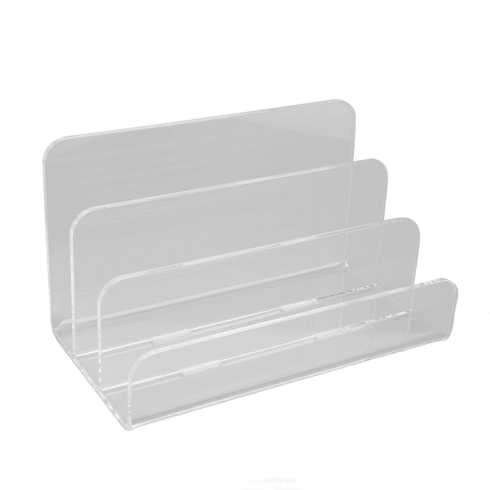 3 Compartments Mail Organizer Letter Holder Transparent Acrylic Vertical File Holder for Office School