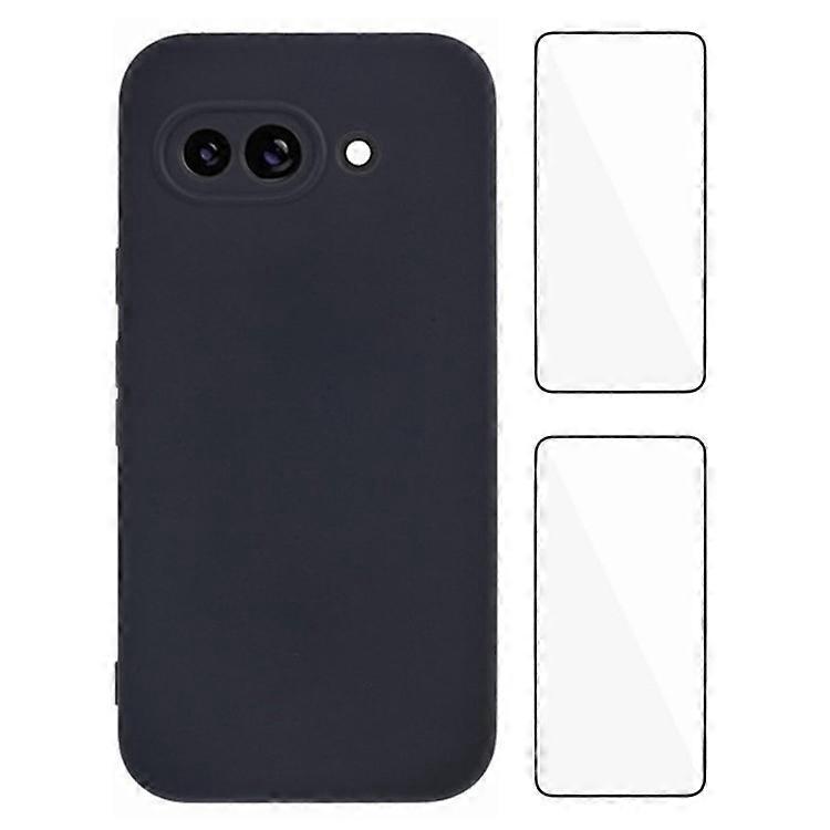 WANLONFENG RB3 Series Compatible For Google Pixel 9a Case with 2Pcs Screen Film Precise Lens Hole Soft TPU Phone Back Cover