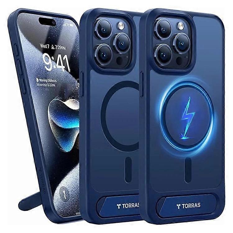 TORRAS Compatible For iPhone 15 Pro Case Kickstand TPU+PC Phone Cover Compatible with MagSafe