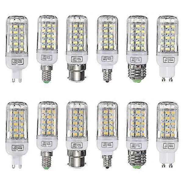 Dimmable 5W LED Bulb Compatible with Various Bases E27, E14, E12, B22, G9, GU10, 220V White and Warm White 50 SMD 5730 Corn Light Lamp