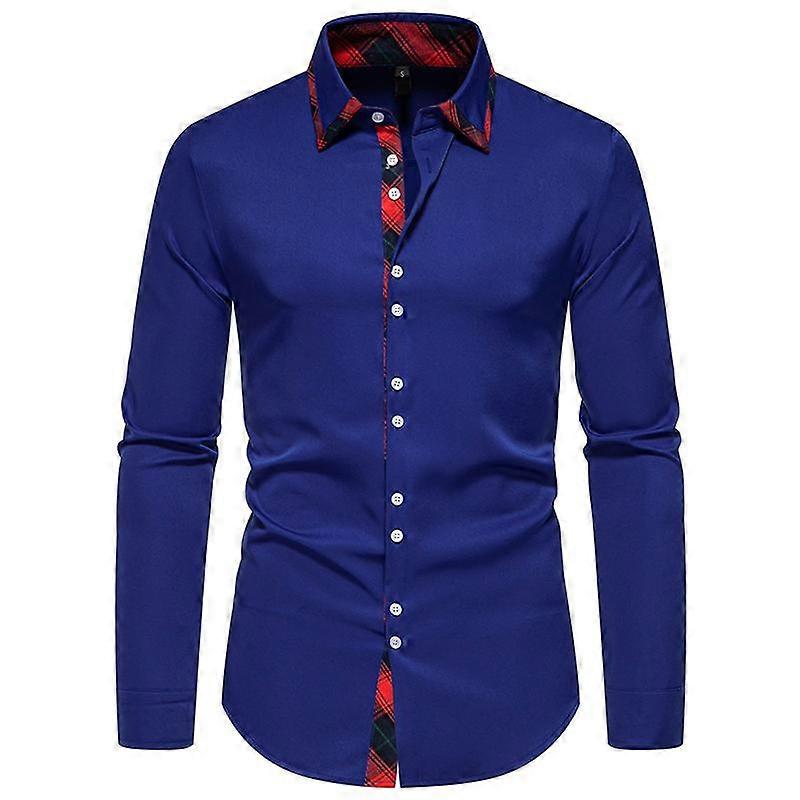 Muti Buttons Autumn Patckwork Turn Down Collar Chemise de Homme White Shirts for Men Casual Cozy Tops
