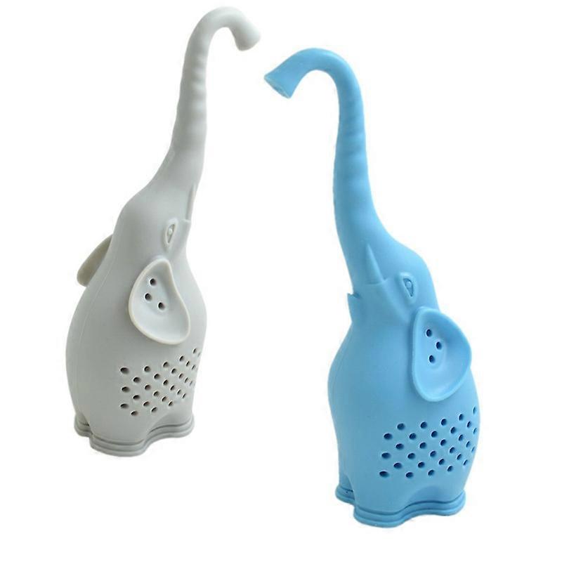 Infuser Strainer Creative Cute Small Elephant Shaped Mug Cup Loose Leaf Herb Spice Filter Tea Accessories(2pcs, blue+gray)