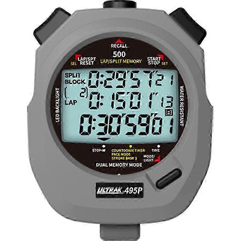 Electronic Stopwatch with Memory Display Timer for Athletics Training - 3x100m Grey