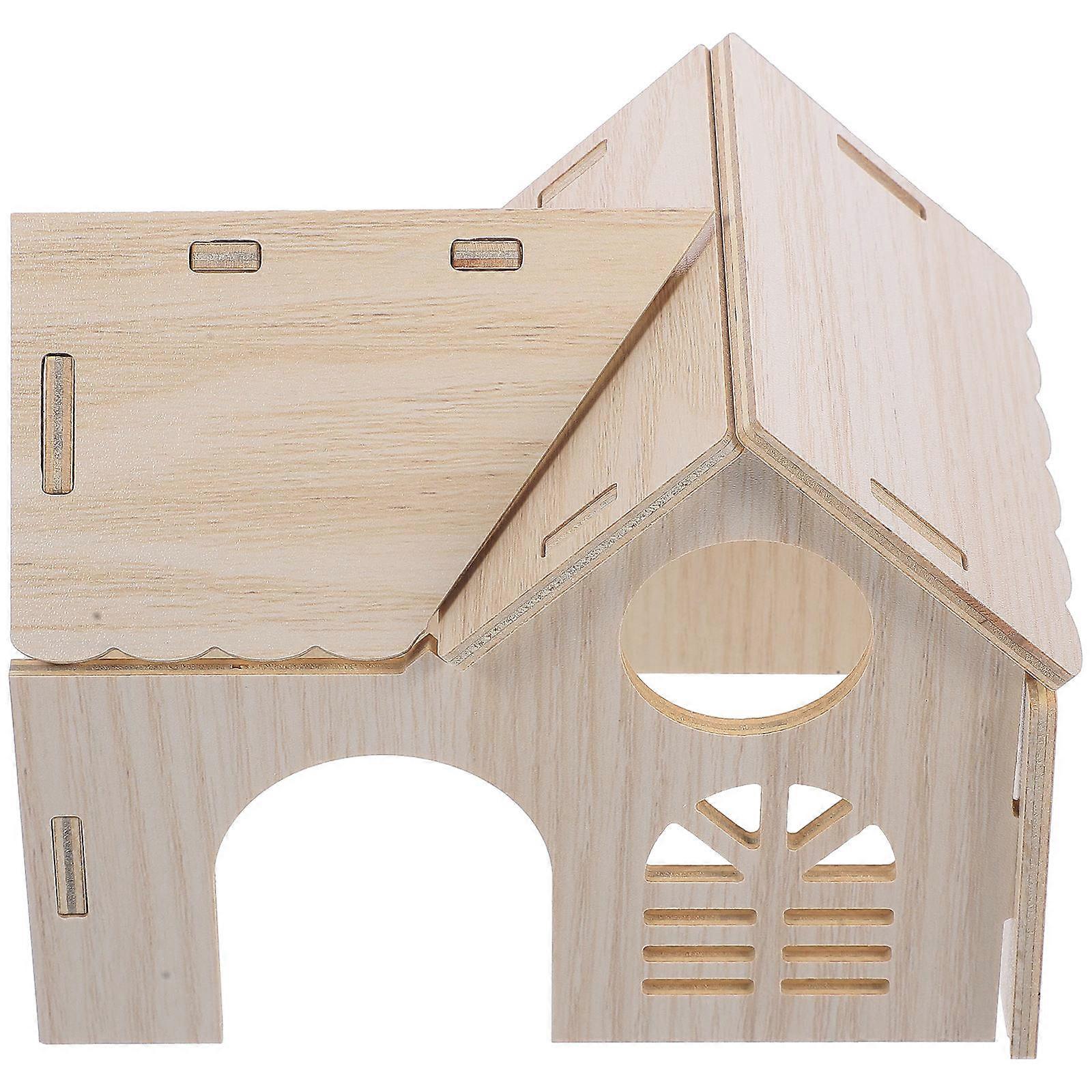 Wooden Hamster House Designed for Secure Hideout for 1 Small Creature